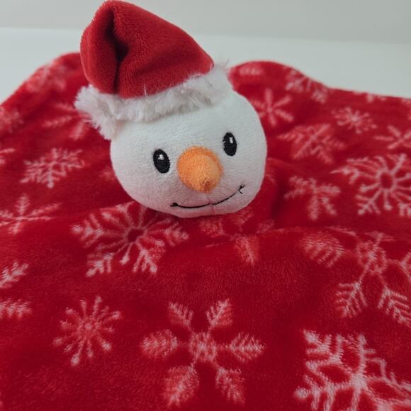 HB Snowman Lovey 13-1/2 Inch Security Blanket Christmas Snowflake Print Fleece - Picture 7 of 13